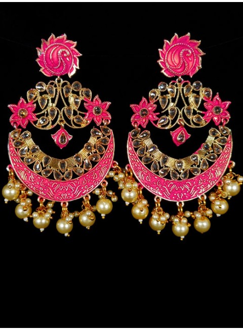 Reverse Ad Earrings With Meenakari Work